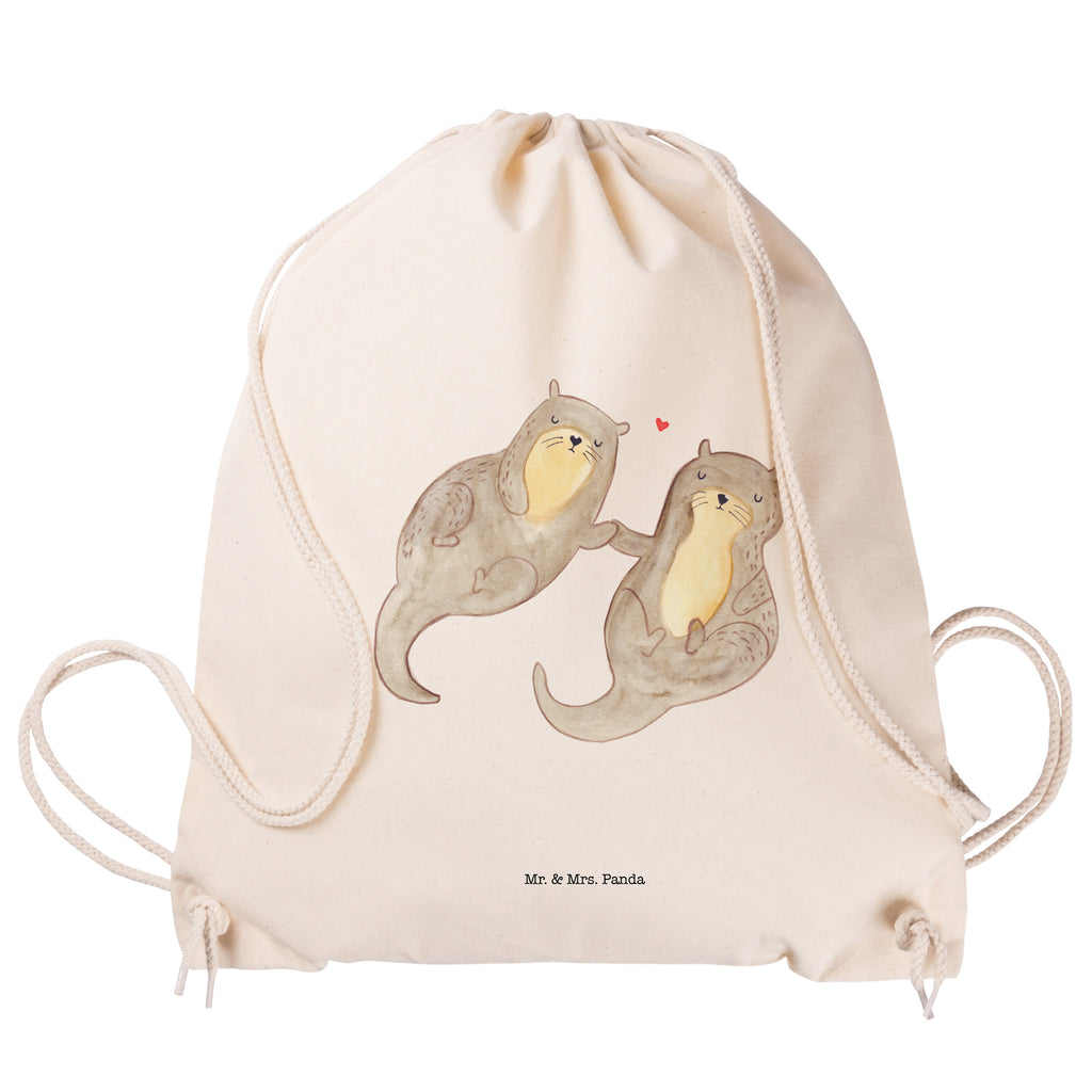 Sportbeutel Otter händchenhaltend Turnbeutel, Beutel, Sporttasche, Tasche, Stoffbeutel, Otter, Fischotter, Seeotter, Otter Seeotter See Otter