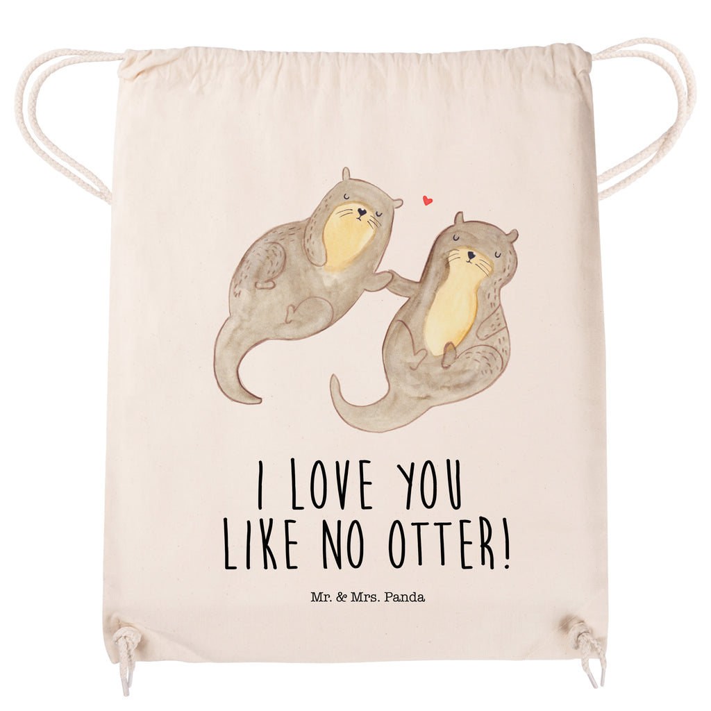 Sportbeutel Otter händchenhaltend Turnbeutel, Beutel, Sporttasche, Tasche, Stoffbeutel, Otter, Fischotter, Seeotter, Otter Seeotter See Otter