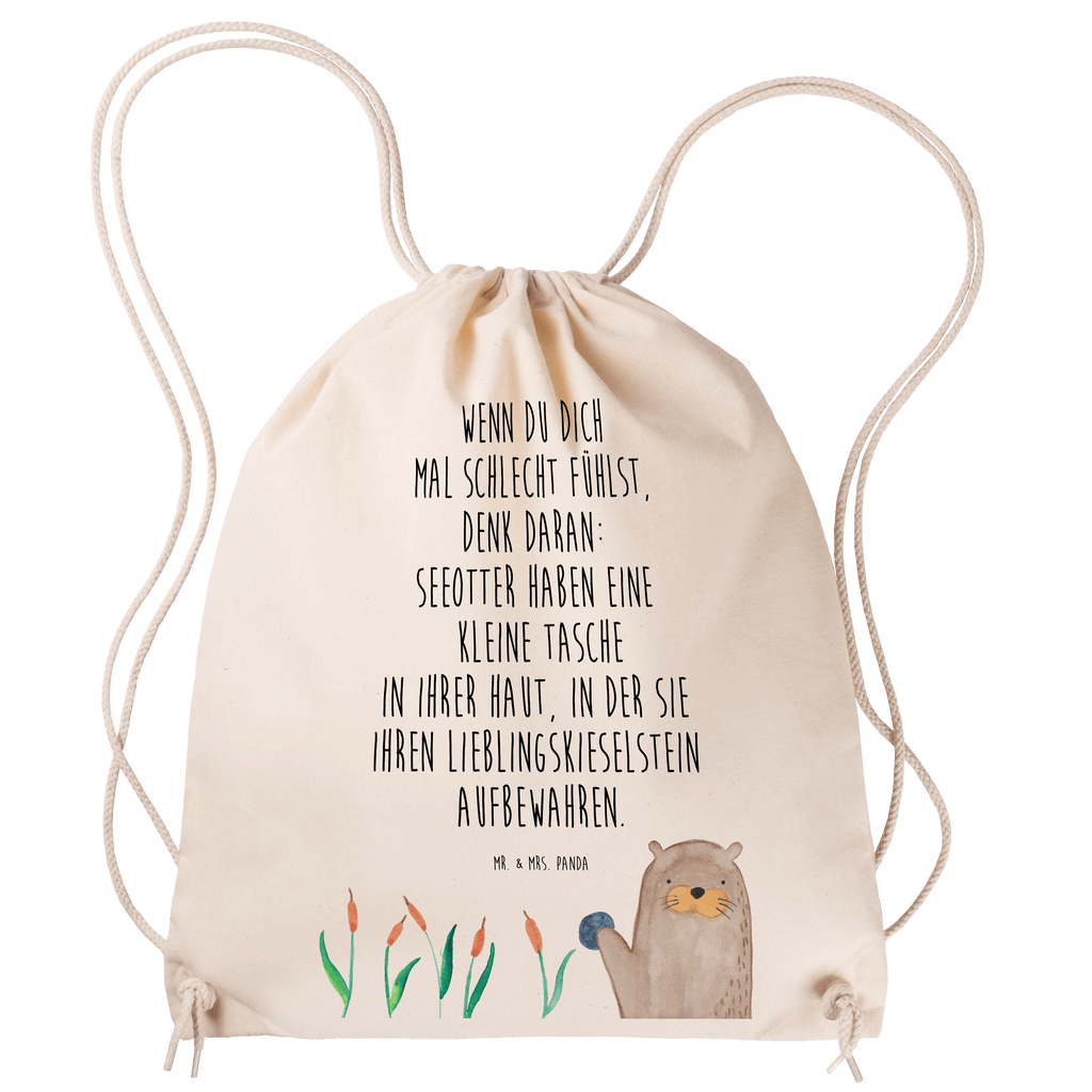 Sportbeutel Otter mit Stein Turnbeutel, Beutel, Sporttasche, Tasche, Stoffbeutel, Otter, Fischotter, Seeotter, Otter Seeotter See Otter