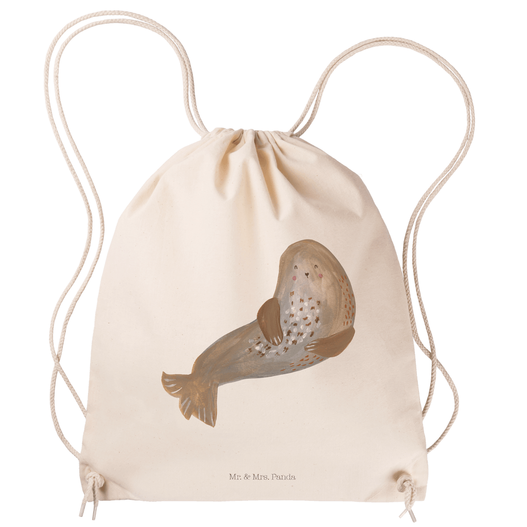 Sportbeutel Robbe lachend Turnbeutel, Beutel, Sporttasche, Tasche, Stoffbeutel, Tiermotive, Gute Laune, lustige Sprüche, Tiere, Robbe, Robben, Seehund, Strand, Meerestier, Ostsee, Nordsee