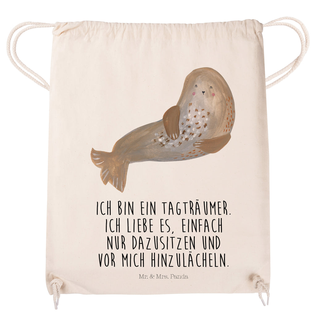 Sportbeutel Robbe lachend Turnbeutel, Beutel, Sporttasche, Tasche, Stoffbeutel, Tiermotive, Gute Laune, lustige Sprüche, Tiere, Robbe, Robben, Seehund, Strand, Meerestier, Ostsee, Nordsee