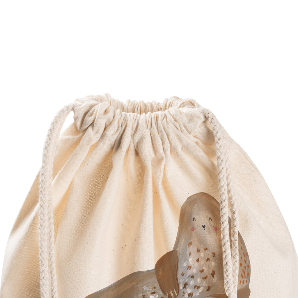 Sportbeutel Robbe lachend Turnbeutel, Beutel, Sporttasche, Tasche, Stoffbeutel, Tiermotive, Gute Laune, lustige Sprüche, Tiere, Robbe, Robben, Seehund, Strand, Meerestier, Ostsee, Nordsee