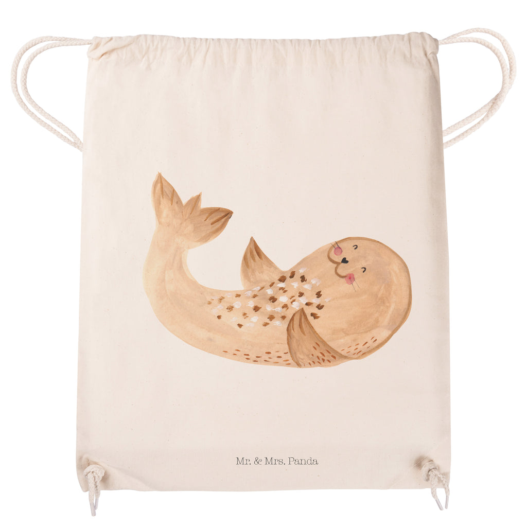 Sportbeutel Robbe liegend Turnbeutel, Beutel, Sporttasche, Tasche, Stoffbeutel, Tiermotive, Gute Laune, lustige Sprüche, Tiere, Robbe, Robben, Seehund, Strand, Meerestier, Ostsee, Nordsee, Lachen, Freude