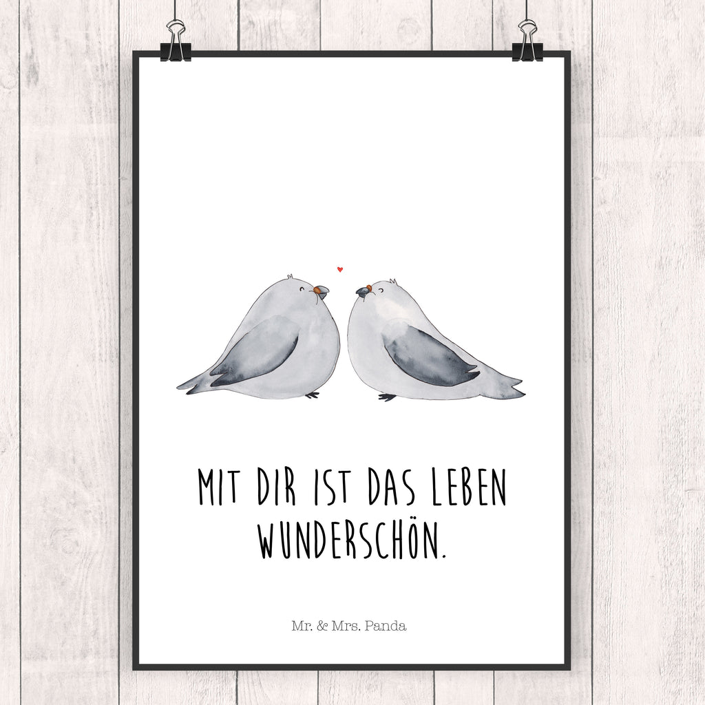 Poster Turteltauben Liebe Poster, Wandposter, Bild, Wanddeko, Küchenposter, Kinderposter, Wanddeko Bild, Raumdekoration, Wanddekoration, Handgemaltes Poster, Mr. & Mrs. Panda Poster, Designposter, Kunstdruck, Posterdruck, Liebe, Partner, Freund, Freundin, Ehemann, Ehefrau, Heiraten, Verlobung, Heiratsantrag, Liebesgeschenk, Jahrestag, Hocheitstag, Turteltauben, Turteltäubchen, Tauben, Verliebt, Verlobt, Verheiratet, Geschenk Freundin, Geschenk Freund, Liebesbeweis, Hochzeitstag, Geschenk Hochzeit