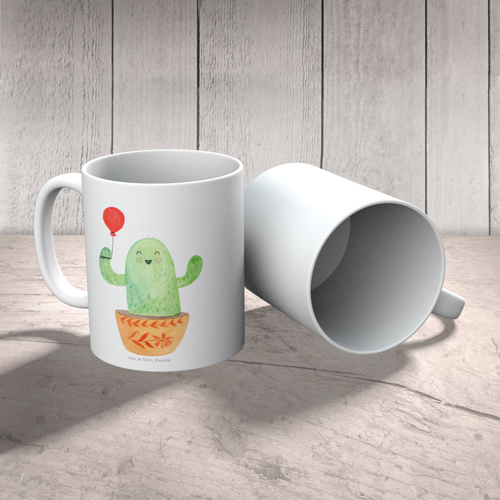 Tasse Kaktus Luftballon Kaktus, Kakteen, Luftballon, Neustart, Freude, Büro, Stress, Büroalltag, Freundin, Freund, Ausbildung, Prüfung, Becher, Kaffeetasse, Kaffeebecher, Tee, Frühstück, Büro  Kaktus, Kakteen