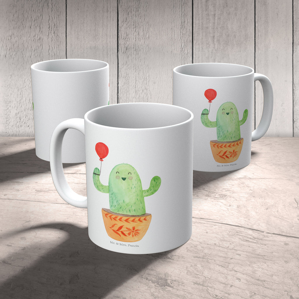 Tasse Kaktus Luftballon Kaktus, Kakteen, Luftballon, Neustart, Freude, Büro, Stress, Büroalltag, Freundin, Freund, Ausbildung, Prüfung, Becher, Kaffeetasse, Kaffeebecher, Tee, Frühstück, Büro  Kaktus, Kakteen