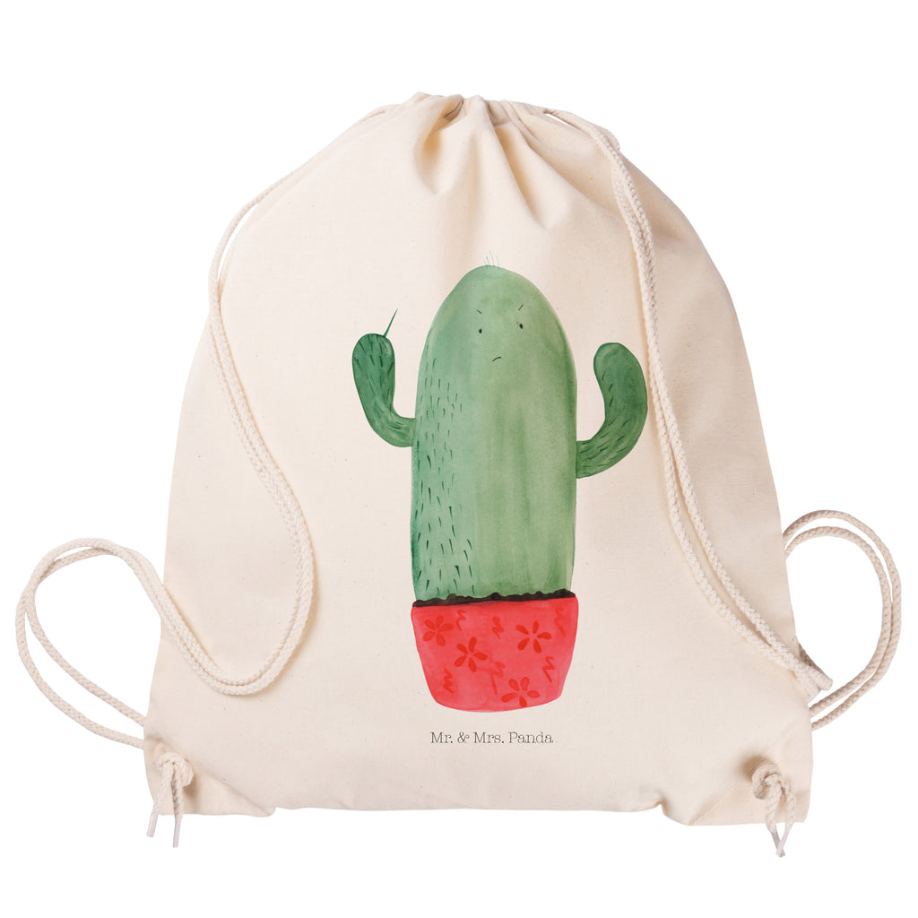 Sportbeutel Kaktus wütend Turnbeutel, Beutel, Sporttasche, Tasche, Stoffbeutel, Kaktus, Kakteen, ärgern, Büro, Schule, Büroalltag, Chefin, Kollege, Kollegin, wütend