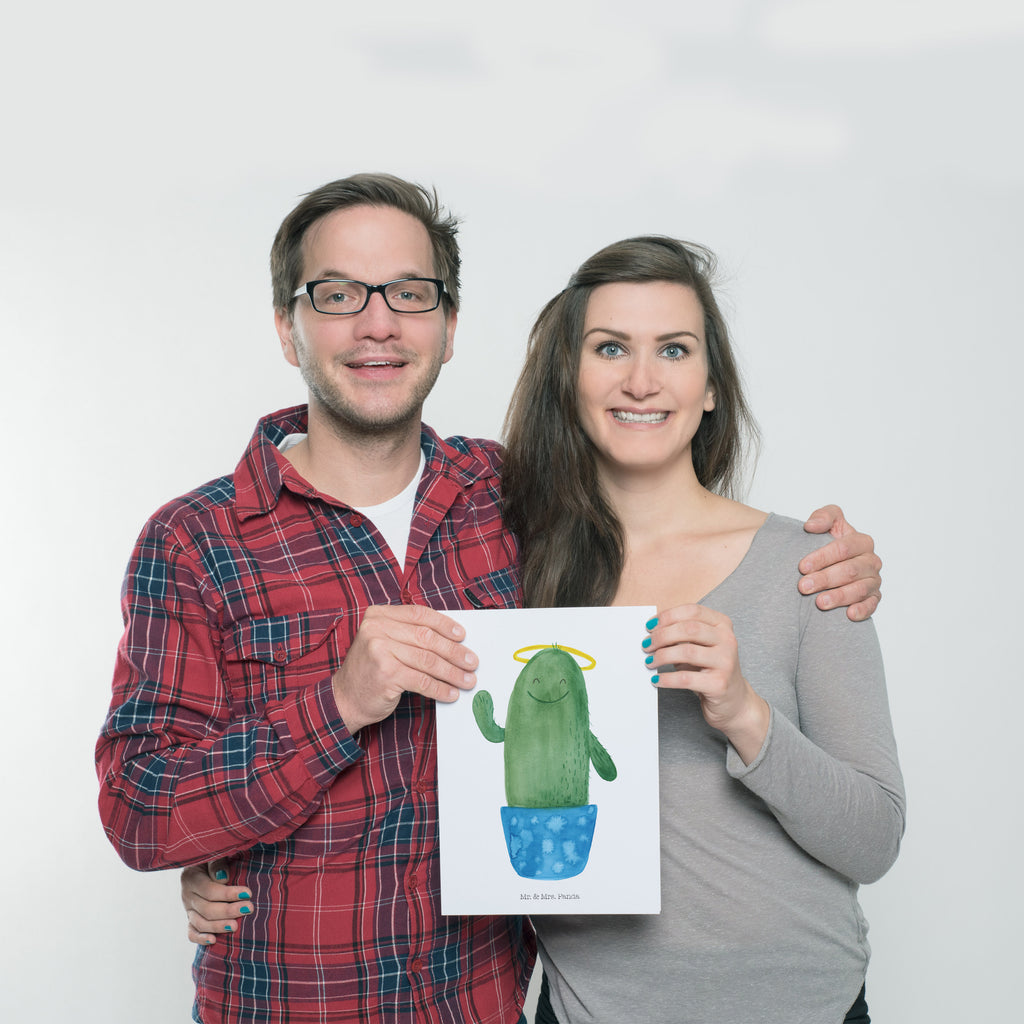 Poster Kaktus Heilig Poster, Wandposter, Bild, Wanddeko, Küchenposter, Kinderposter, Wanddeko Bild, Raumdekoration, Wanddekoration, Handgemaltes Poster, Mr. & Mrs. Panda Poster, Designposter, Kunstdruck, Posterdruck, Kaktus, Kakteen, frech, lustig, Kind, Eltern, Familie, Bruder, Schwester, Schwestern, Freundin, Heiligenschein