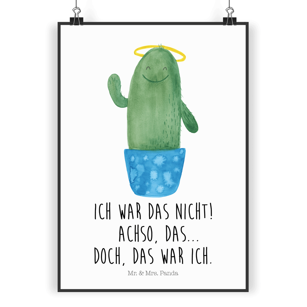 Poster Kaktus Heilig Poster, Wandposter, Bild, Wanddeko, Küchenposter, Kinderposter, Wanddeko Bild, Raumdekoration, Wanddekoration, Handgemaltes Poster, Mr. & Mrs. Panda Poster, Designposter, Kunstdruck, Posterdruck, Kaktus, Kakteen, frech, lustig, Kind, Eltern, Familie, Bruder, Schwester, Schwestern, Freundin, Heiligenschein
