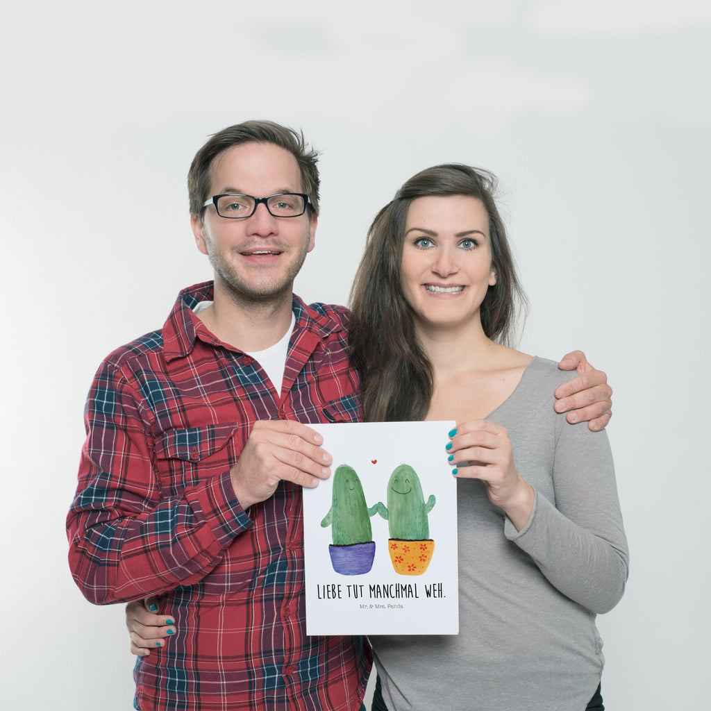 Poster Kaktus Liebe Poster, Wandposter, Bild, Wanddeko, Küchenposter, Kinderposter, Wanddeko Bild, Raumdekoration, Wanddekoration, Handgemaltes Poster, Mr. & Mrs. Panda Poster, Designposter, Kunstdruck, Posterdruck, Kaktus, Kakteen, Liebe, Liebesbeweis, Liebesbotschaft, Liebesnachricht, Love, Kaktusliebe, Paar, Pärchen, Trennung, Streit, Versöhnung, Freundschaft, Verlobung, Hochzeit