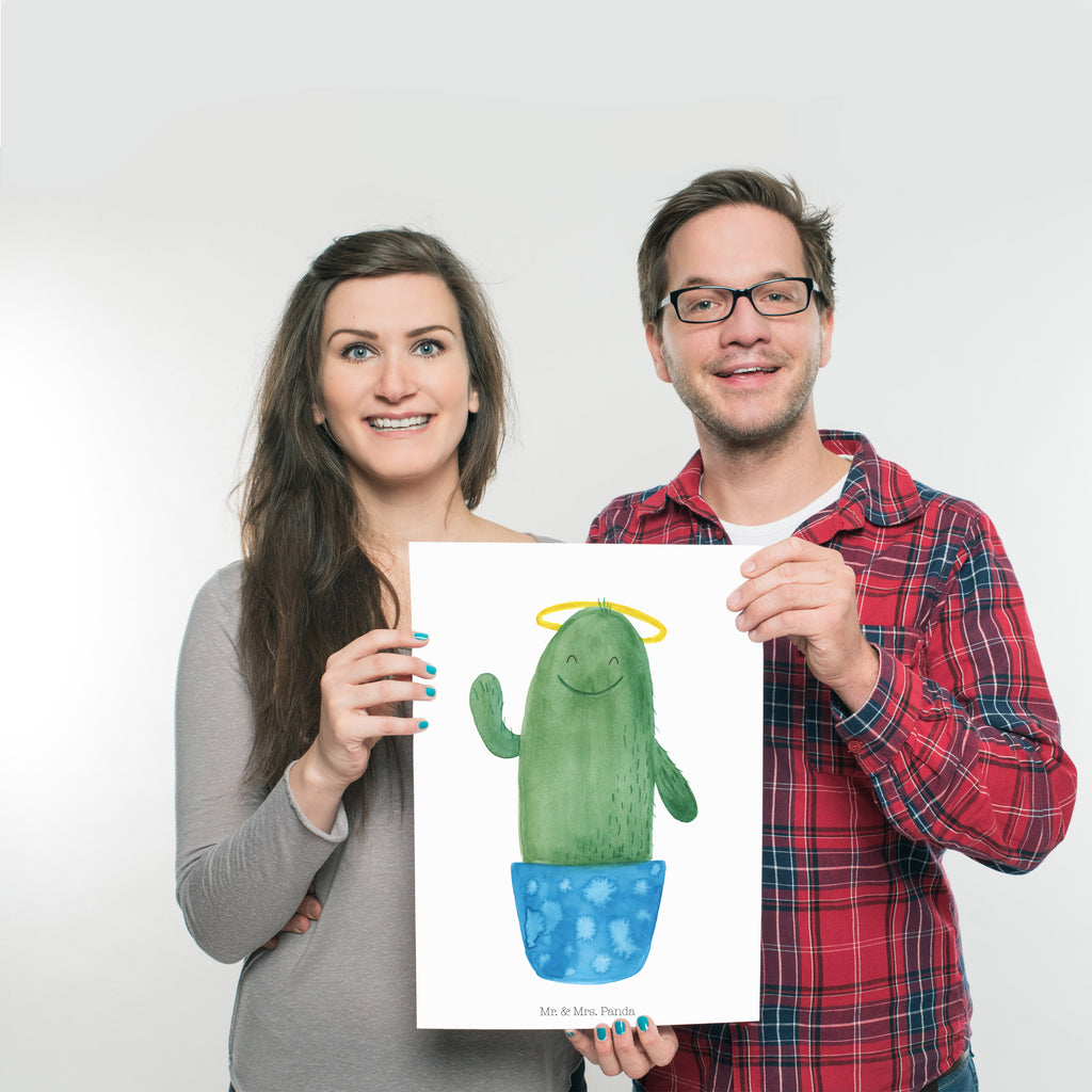 Poster Kaktus Heilig Poster, Wandposter, Bild, Wanddeko, Küchenposter, Kinderposter, Wanddeko Bild, Raumdekoration, Wanddekoration, Handgemaltes Poster, Mr. & Mrs. Panda Poster, Designposter, Kunstdruck, Posterdruck, Kaktus, Kakteen, frech, lustig, Kind, Eltern, Familie, Bruder, Schwester, Schwestern, Freundin, Heiligenschein