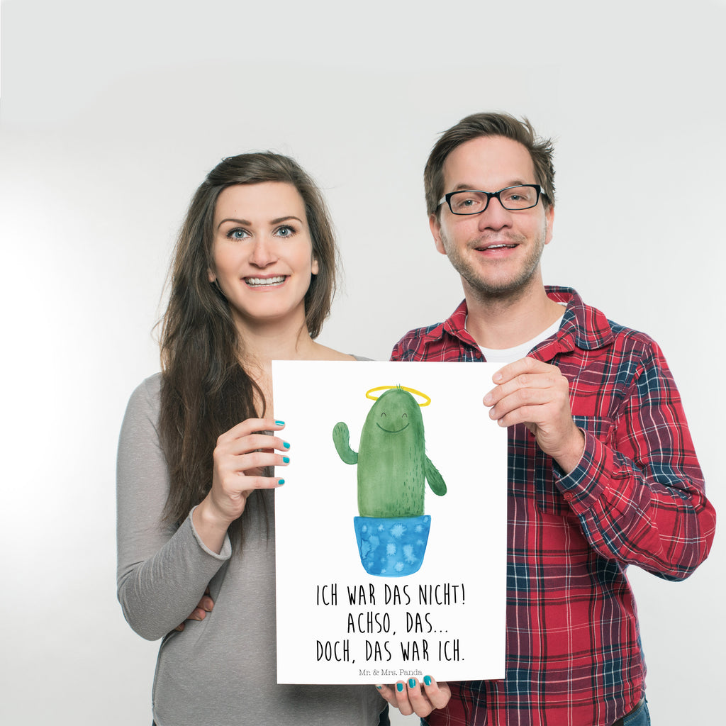 Poster Kaktus Heilig Poster, Wandposter, Bild, Wanddeko, Küchenposter, Kinderposter, Wanddeko Bild, Raumdekoration, Wanddekoration, Handgemaltes Poster, Mr. & Mrs. Panda Poster, Designposter, Kunstdruck, Posterdruck, Kaktus, Kakteen, frech, lustig, Kind, Eltern, Familie, Bruder, Schwester, Schwestern, Freundin, Heiligenschein