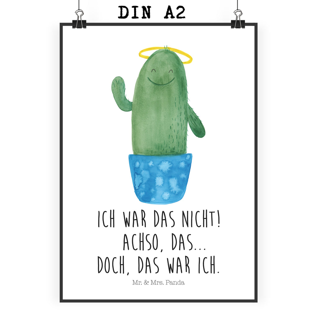 Poster Kaktus Heilig Poster, Wandposter, Bild, Wanddeko, Küchenposter, Kinderposter, Wanddeko Bild, Raumdekoration, Wanddekoration, Handgemaltes Poster, Mr. & Mrs. Panda Poster, Designposter, Kunstdruck, Posterdruck, Kaktus, Kakteen, frech, lustig, Kind, Eltern, Familie, Bruder, Schwester, Schwestern, Freundin, Heiligenschein
