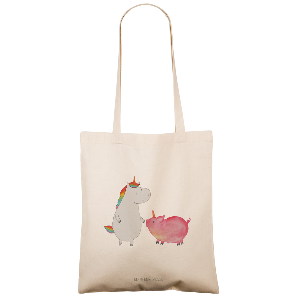 Tragetasche Einhorn + Schweinhorn Beuteltasche, Beutel, Einkaufstasche, Jutebeutel, Stoffbeutel, Einhorn, Einhörner, Einhorn Deko, Pegasus, Unicorn, Freundschaft, Schweinhorn, Schwein, Freundin, Schweinchen