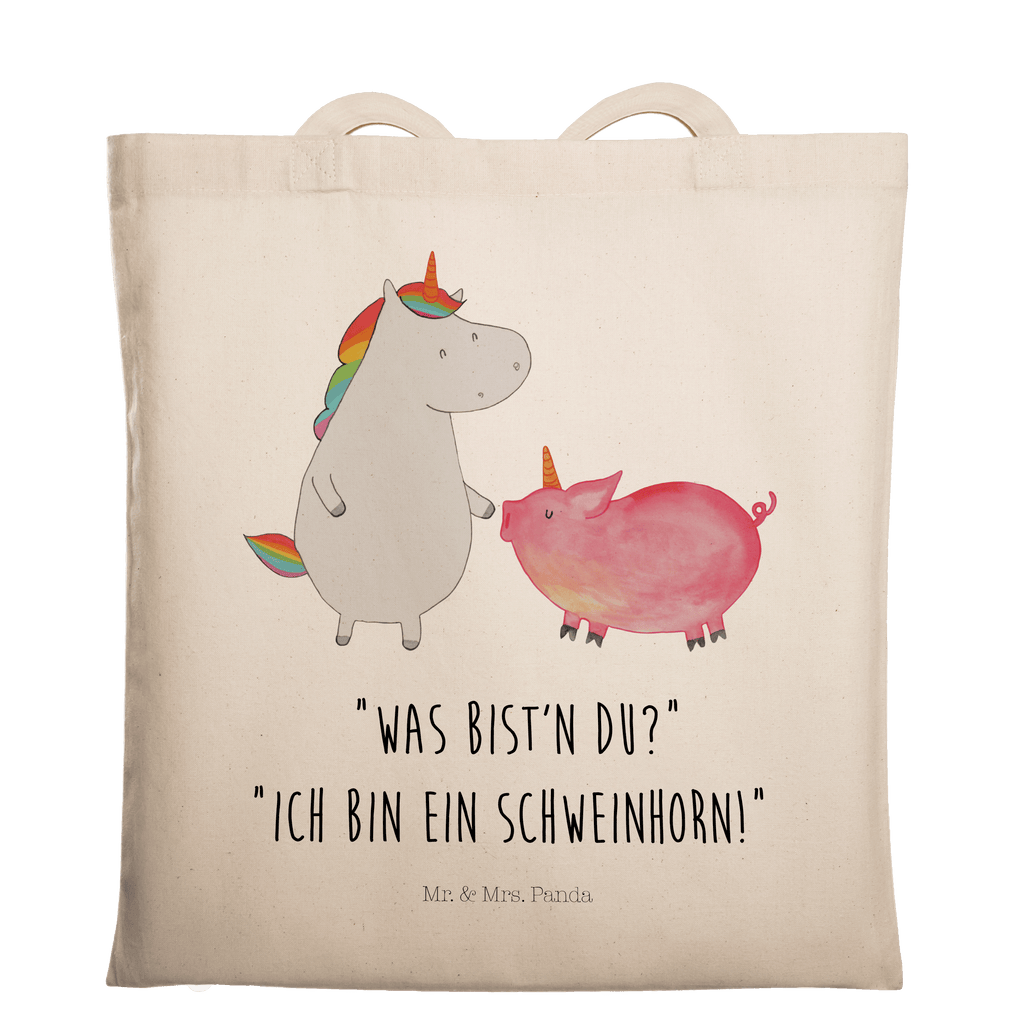 Tragetasche Einhorn + Schweinhorn Beuteltasche, Beutel, Einkaufstasche, Jutebeutel, Stoffbeutel, Einhorn, Einhörner, Einhorn Deko, Pegasus, Unicorn, Freundschaft, Schweinhorn, Schwein, Freundin, Schweinchen