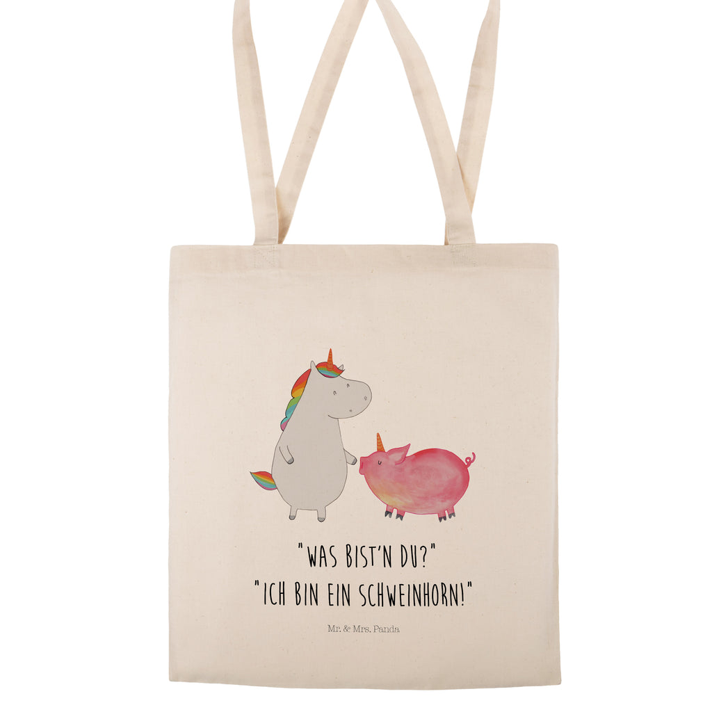 Tragetasche Einhorn + Schweinhorn Beuteltasche, Beutel, Einkaufstasche, Jutebeutel, Stoffbeutel, Einhorn, Einhörner, Einhorn Deko, Pegasus, Unicorn, Freundschaft, Schweinhorn, Schwein, Freundin, Schweinchen