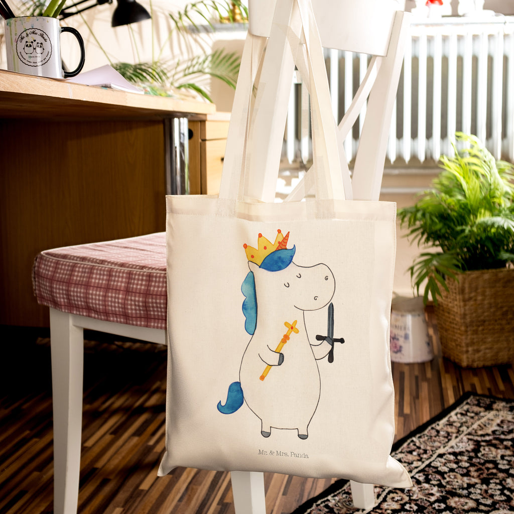 Tragetasche Einhorn König mit Schwert Beuteltasche, Beutel, Einkaufstasche, Jutebeutel, Stoffbeutel, Einhorn, Einhörner, Einhorn Deko, Pegasus, Unicorn, König, Ritter, Mittelalter