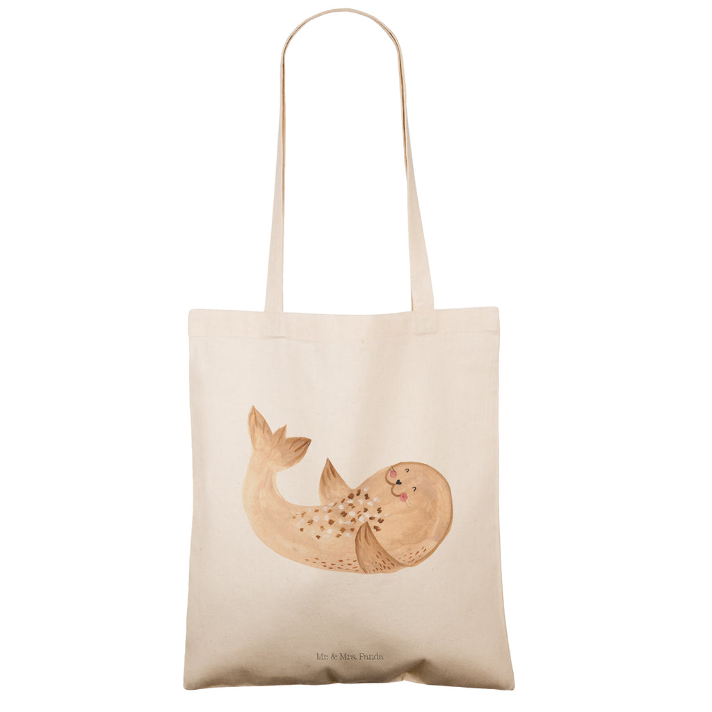 Tragetasche Robbe liegend Beuteltasche, Beutel, Einkaufstasche, Jutebeutel, Stoffbeutel, Tiermotive, Gute Laune, lustige Sprüche, Tiere, Robbe, Robben, Seehund, Strand, Meerestier, Ostsee, Nordsee, Lachen, Freude