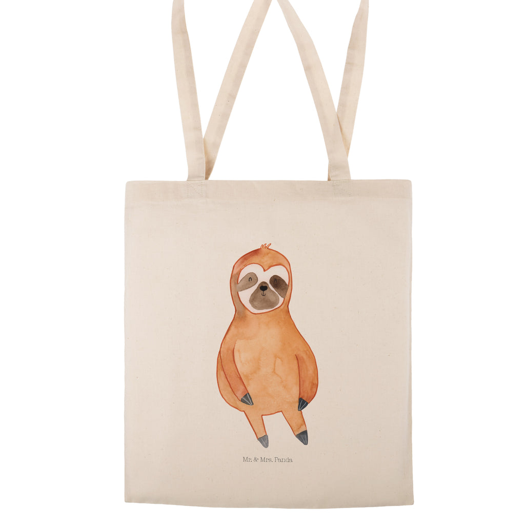 Tragetasche Faultier Zufrieden Beuteltasche, Beutel, Einkaufstasche, Jutebeutel, Stoffbeutel, Faultier, Faultier Geschenk, Faultier Deko, Faultiere, faul, Lieblingstier, Pause, relaxen, Glück, glücklich, zufrieden, happy, Zufriedenheit, Gelassenheit, Ruhe, Frieden