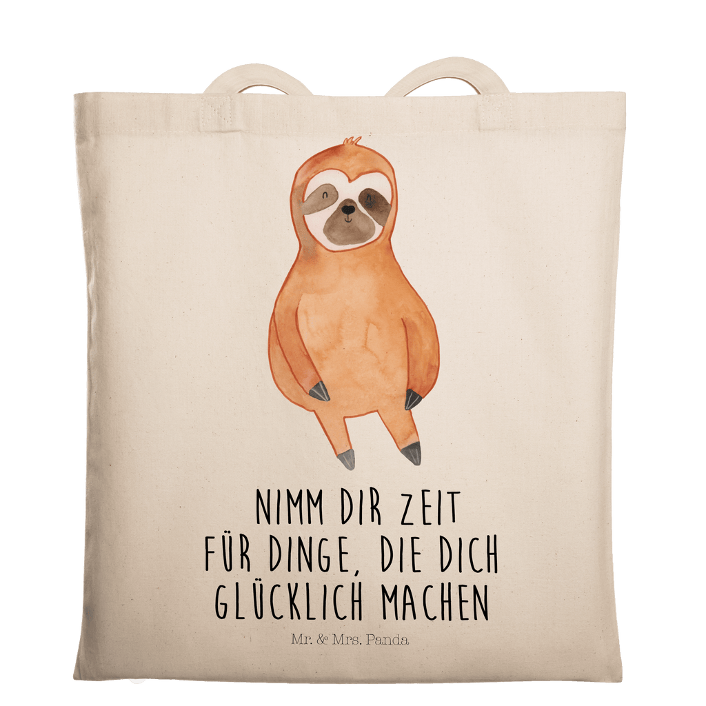 Tragetasche Faultier Zufrieden Beuteltasche, Beutel, Einkaufstasche, Jutebeutel, Stoffbeutel, Faultier, Faultier Geschenk, Faultier Deko, Faultiere, faul, Lieblingstier, Pause, relaxen, Glück, glücklich, zufrieden, happy, Zufriedenheit, Gelassenheit, Ruhe, Frieden