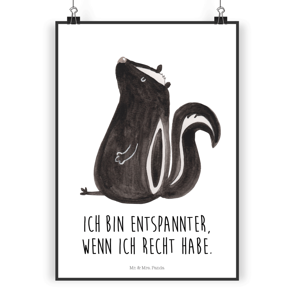 Poster Stinktier sitzend Poster, Wandposter, Bild, Wanddeko, Küchenposter, Kinderposter, Wanddeko Bild, Raumdekoration, Wanddekoration, Handgemaltes Poster, Mr. & Mrs. Panda Poster, Designposter, Kunstdruck, Posterdruck, Stinktier, Skunk, Wildtier, Raubtier, Stinker, Stinki, Spruch, Büro, Recht, Besserwisser