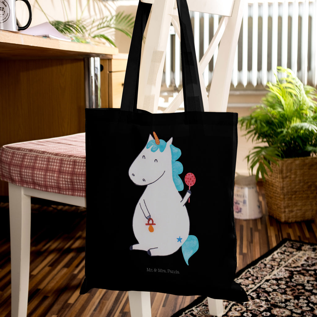Tragetasche Einhorn Baby Beuteltasche, Beutel, Einkaufstasche, Jutebeutel, Stoffbeutel, Einhorn, Einhörner, Einhorn Deko, Pegasus, Unicorn, Mutter, Geburt, Geburtstag, erstes Kind, Baby, Babyglück, Nachwuchs, Eltern, Party, Kind, Schnuller
