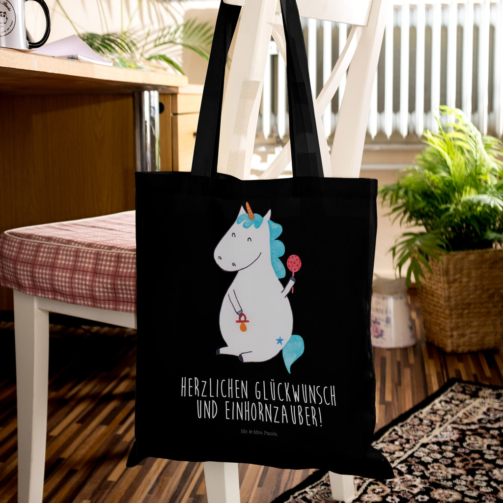 Tragetasche Einhorn Baby Beuteltasche, Beutel, Einkaufstasche, Jutebeutel, Stoffbeutel, Einhorn, Einhörner, Einhorn Deko, Pegasus, Unicorn, Mutter, Geburt, Geburtstag, erstes Kind, Baby, Babyglück, Nachwuchs, Eltern, Party, Kind, Schnuller