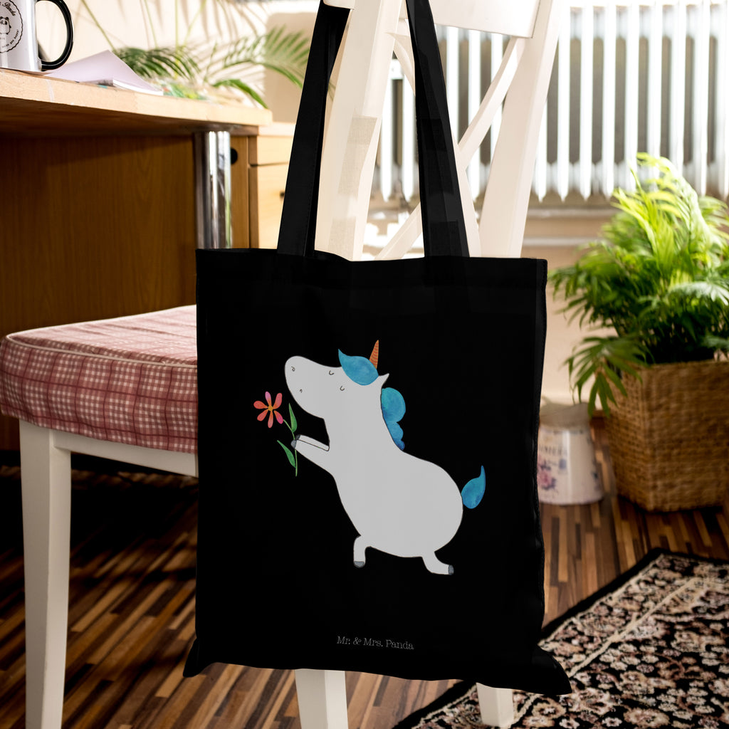 Tragetasche Einhorn Blume Beuteltasche, Beutel, Einkaufstasche, Jutebeutel, Stoffbeutel, Einhorn, Einhörner, Einhorn Deko, Pegasus, Unicorn, Liebe, Liebesbeweis, Antrag, Heiratsantrag, Verlobung, Ehepaar, Pärchen, Partner, Freund, Freundin, Ehe, heiraten