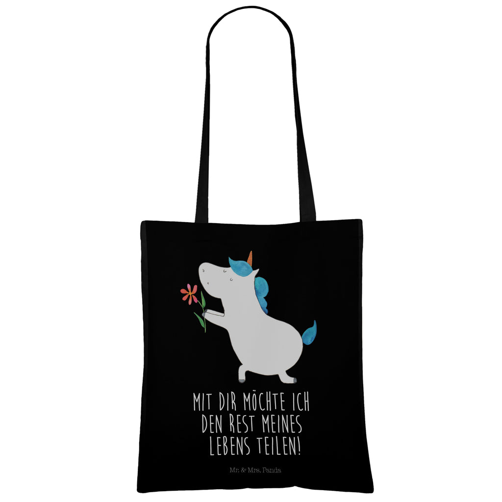 Tragetasche Einhorn Blume Beuteltasche, Beutel, Einkaufstasche, Jutebeutel, Stoffbeutel, Einhorn, Einhörner, Einhorn Deko, Pegasus, Unicorn, Liebe, Liebesbeweis, Antrag, Heiratsantrag, Verlobung, Ehepaar, Pärchen, Partner, Freund, Freundin, Ehe, heiraten
