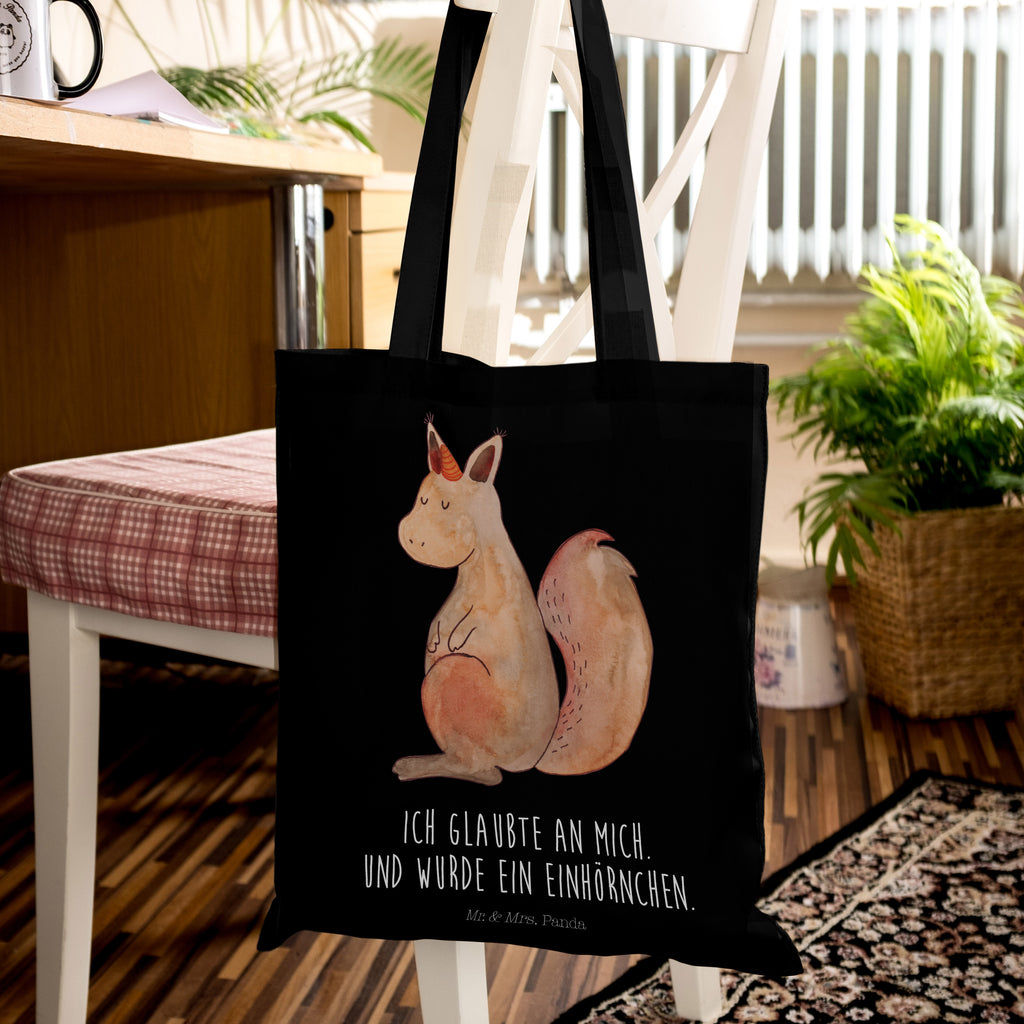 Tragetasche Einhörnchen Glaube Beuteltasche, Beutel, Einkaufstasche, Jutebeutel, Stoffbeutel, Einhorn, Einhörner, Einhorn Deko, Pegasus, Unicorn, Einhörnchen, Eichhörnchen, Eichhorn