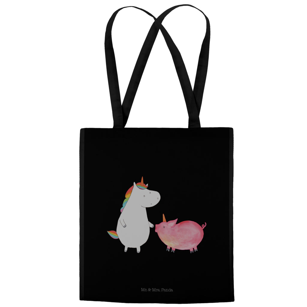 Tragetasche Einhorn + Schweinhorn Beuteltasche, Beutel, Einkaufstasche, Jutebeutel, Stoffbeutel, Einhorn, Einhörner, Einhorn Deko, Pegasus, Unicorn, Freundschaft, Schweinhorn, Schwein, Freundin, Schweinchen