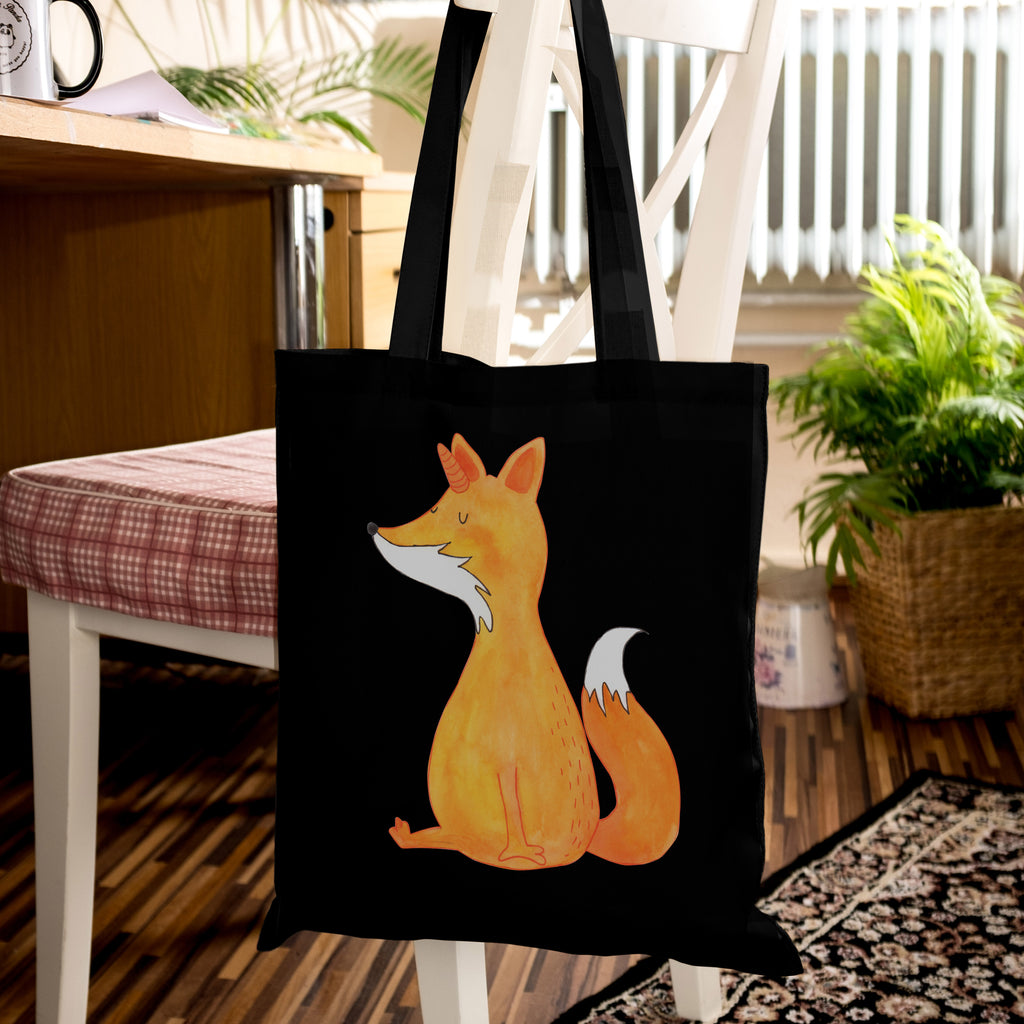 Tragetasche Fuchshörnchen Wunsch Beuteltasche, Beutel, Einkaufstasche, Jutebeutel, Stoffbeutel, Einhorn, Einhörner, Einhorn Deko, Pegasus, Unicorn, Fuchs, Unicorns, Fuchshörnchen, Fuchshorn, Foxycorn, Füchse