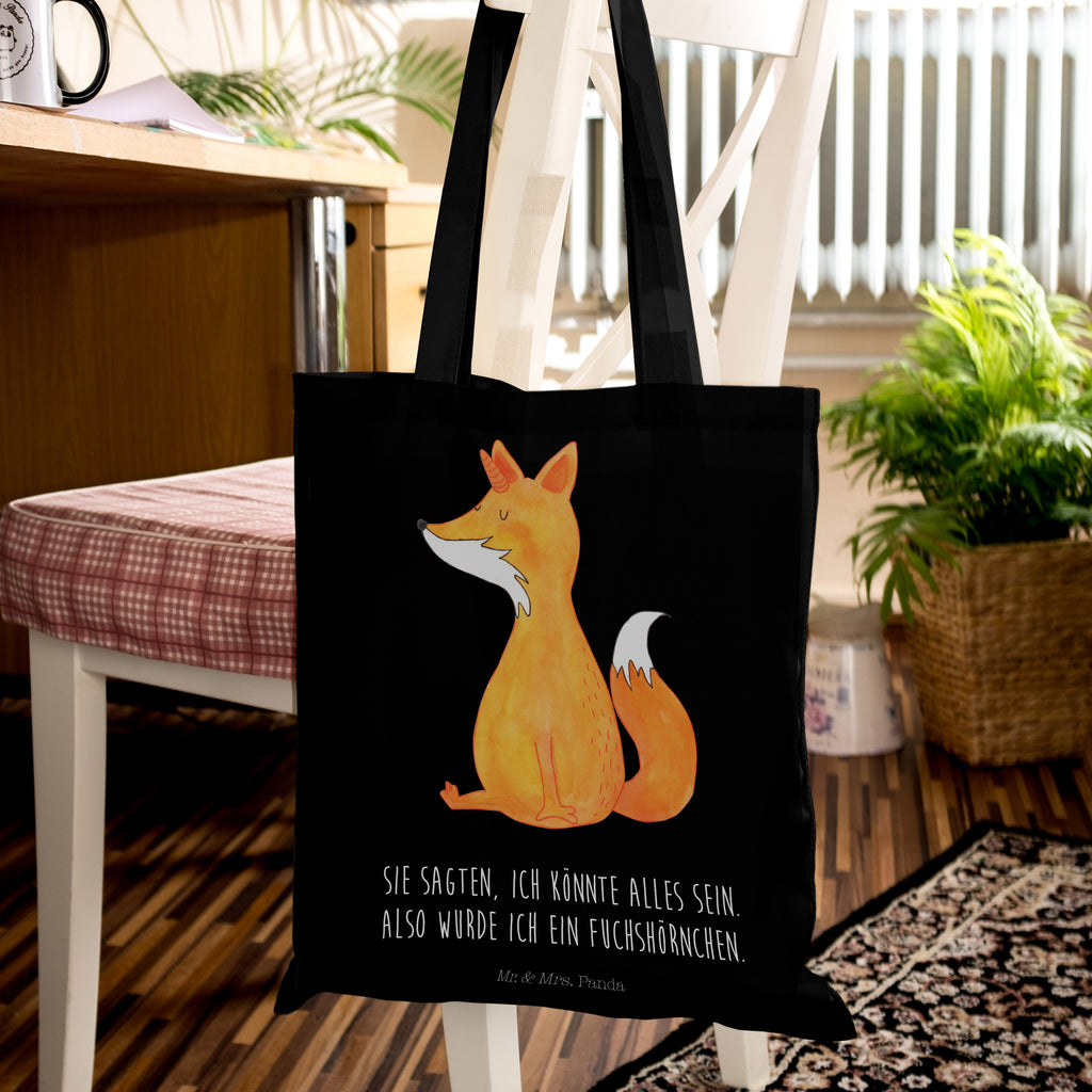 Tragetasche Fuchshörnchen Wunsch Beuteltasche, Beutel, Einkaufstasche, Jutebeutel, Stoffbeutel, Einhorn, Einhörner, Einhorn Deko, Pegasus, Unicorn, Fuchs, Unicorns, Fuchshörnchen, Fuchshorn, Foxycorn, Füchse