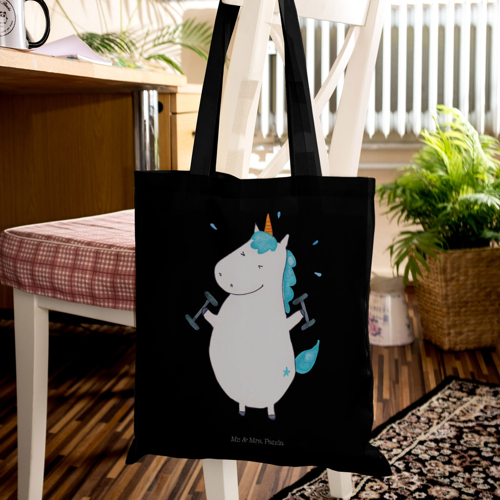 Tragetasche Einhorn Fitness Beuteltasche, Beutel, Einkaufstasche, Jutebeutel, Stoffbeutel, Einhorn, Einhörner, Einhorn Deko, Pegasus, Unicorn, Gym, Fitness, Fitnessstudio, Diät, Abnehmen, Sport, Pumpen, Geräte, Sixpack
