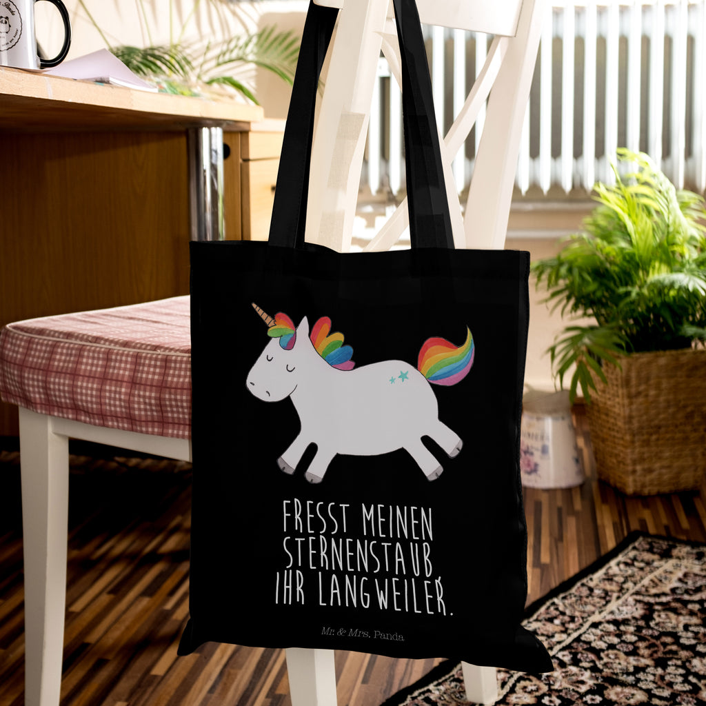 Tragetasche Einhorn Happy Beuteltasche, Beutel, Einkaufstasche, Jutebeutel, Stoffbeutel, Einhorn, Einhörner, Einhorn Deko, Pegasus, Unicorn, glücklich, fröhlich, Spaß, Freude, Lebensfreude, witzig, spannend, Lächeln, Lachen