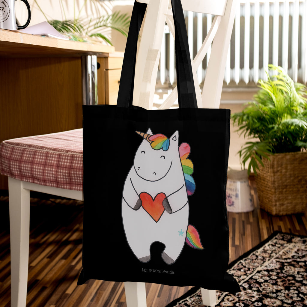 Tragetasche Einhorn Herz Beuteltasche, Beutel, Einkaufstasche, Jutebeutel, Stoffbeutel, Einhorn, Einhörner, Einhorn Deko, Pegasus, Unicorn, Herz, schlimm, böse, witzig, lustig, Freundin, anders, bunt