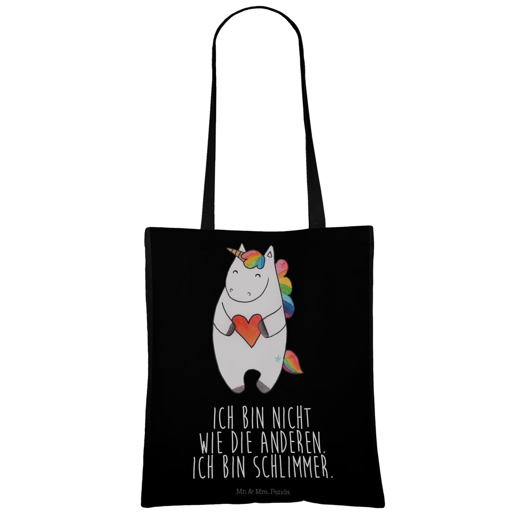 Tragetasche Einhorn Herz Beuteltasche, Beutel, Einkaufstasche, Jutebeutel, Stoffbeutel, Einhorn, Einhörner, Einhorn Deko, Pegasus, Unicorn, Herz, schlimm, böse, witzig, lustig, Freundin, anders, bunt