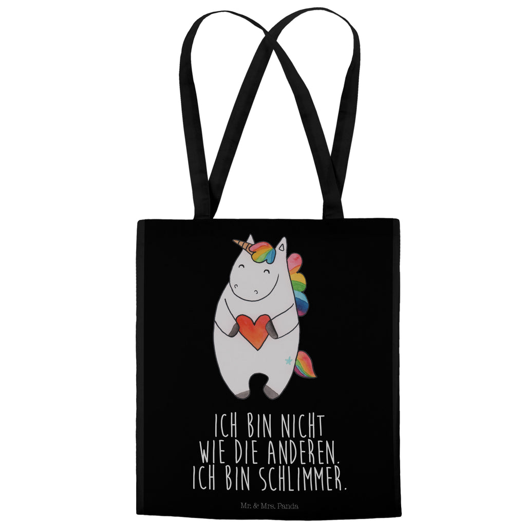 Tragetasche Einhorn Herz Beuteltasche, Beutel, Einkaufstasche, Jutebeutel, Stoffbeutel, Einhorn, Einhörner, Einhorn Deko, Pegasus, Unicorn, Herz, schlimm, böse, witzig, lustig, Freundin, anders, bunt