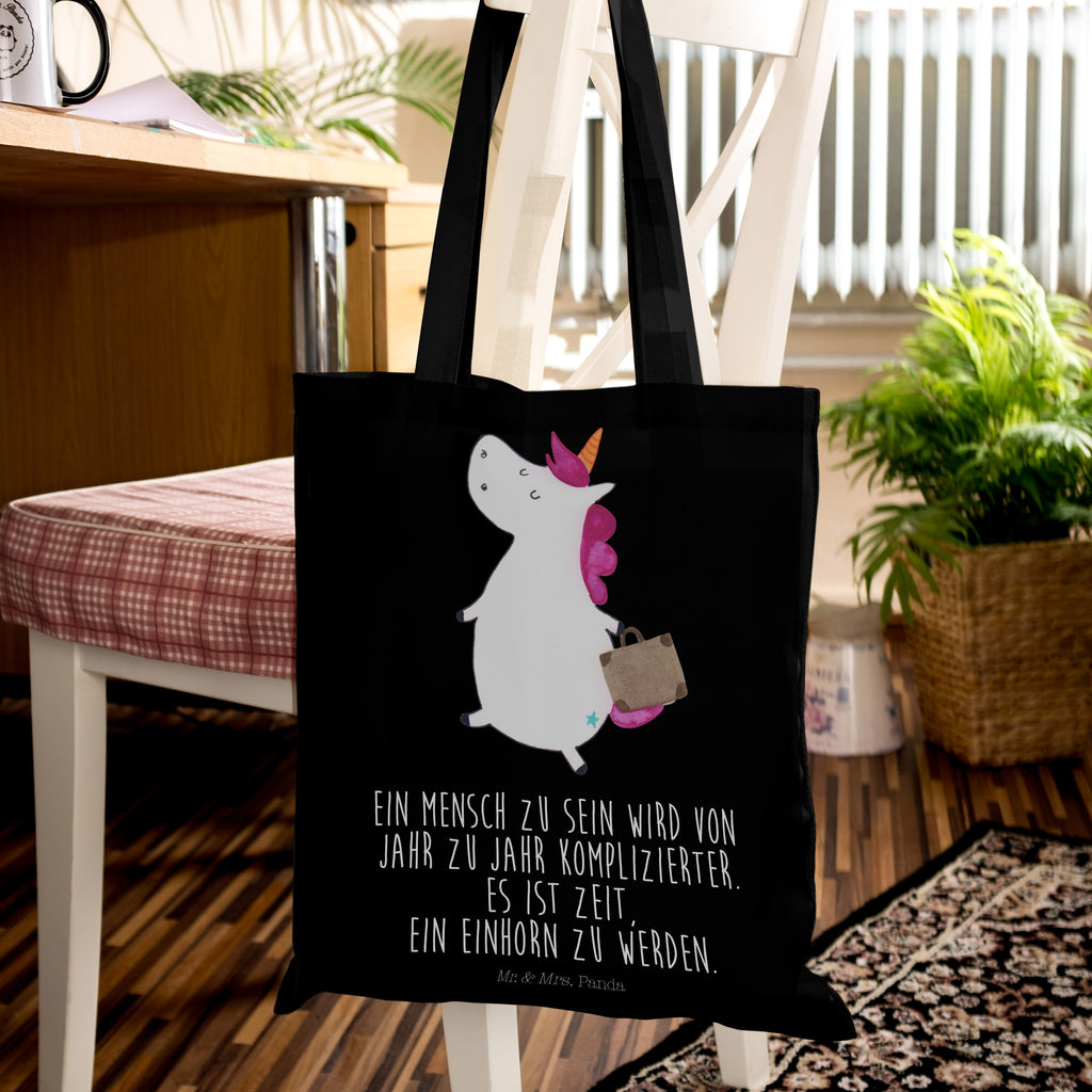 Tragetasche Einhorn Koffer Beuteltasche, Beutel, Einkaufstasche, Jutebeutel, Stoffbeutel, Einhorn, Einhörner, Einhorn Deko, Pegasus, Unicorn, unicorn, Koffer, Verreisen, Reise, Gepäck, Abenteuer, Erwachsen, Kind, albern, Spaß, lustig, witzig