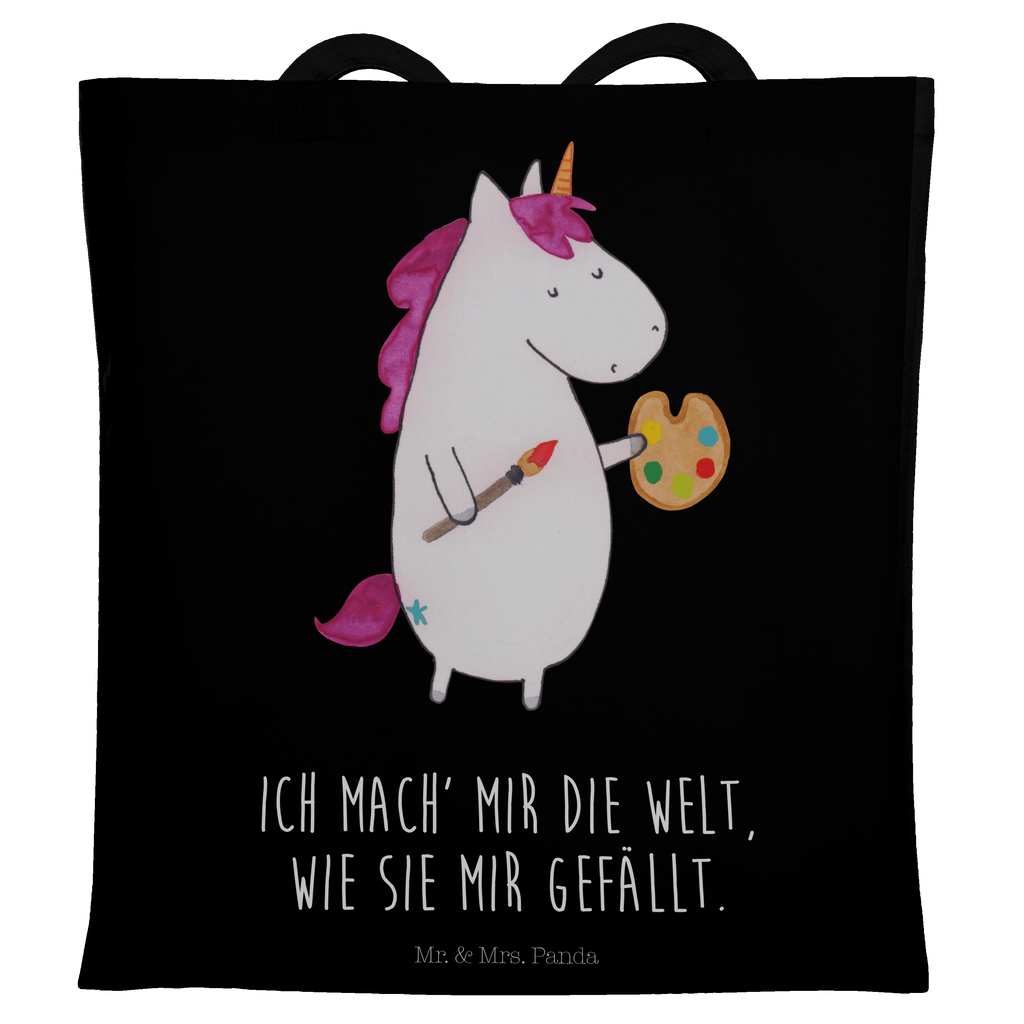 Tragetasche Einhorn Künstler Beuteltasche, Beutel, Einkaufstasche, Jutebeutel, Stoffbeutel, Einhorn, Einhörner, Einhorn Deko, Pegasus, Unicorn, Englisch, Künstler, Artist, Malen, Zeichnen, Welt, Farbe, Stift, Pinsel, Geschenk, Maler