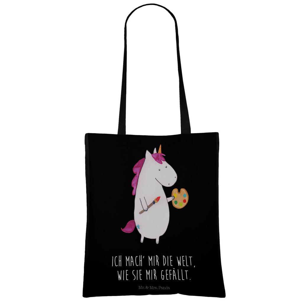 Tragetasche Einhorn Künstler Beuteltasche, Beutel, Einkaufstasche, Jutebeutel, Stoffbeutel, Einhorn, Einhörner, Einhorn Deko, Pegasus, Unicorn, Englisch, Künstler, Artist, Malen, Zeichnen, Welt, Farbe, Stift, Pinsel, Geschenk, Maler