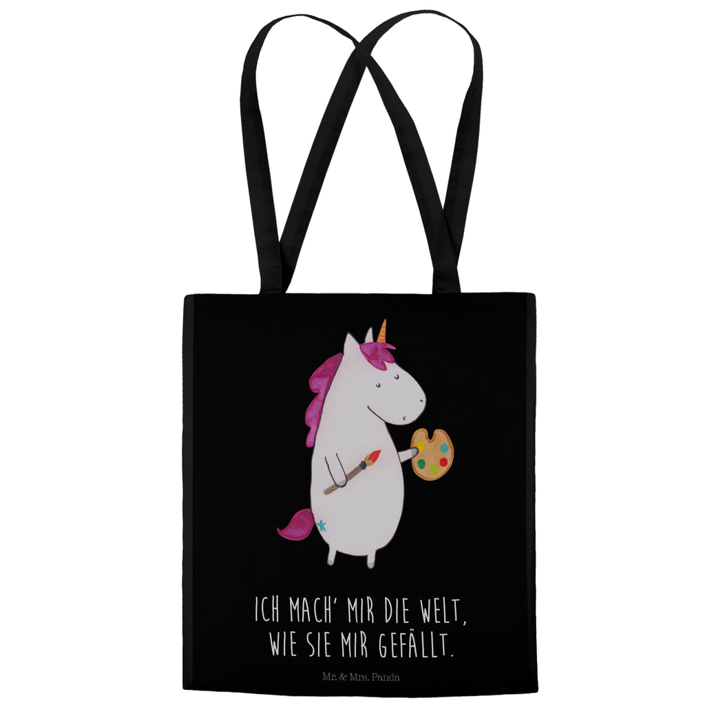 Tragetasche Einhorn Künstler Beuteltasche, Beutel, Einkaufstasche, Jutebeutel, Stoffbeutel, Einhorn, Einhörner, Einhorn Deko, Pegasus, Unicorn, Englisch, Künstler, Artist, Malen, Zeichnen, Welt, Farbe, Stift, Pinsel, Geschenk, Maler