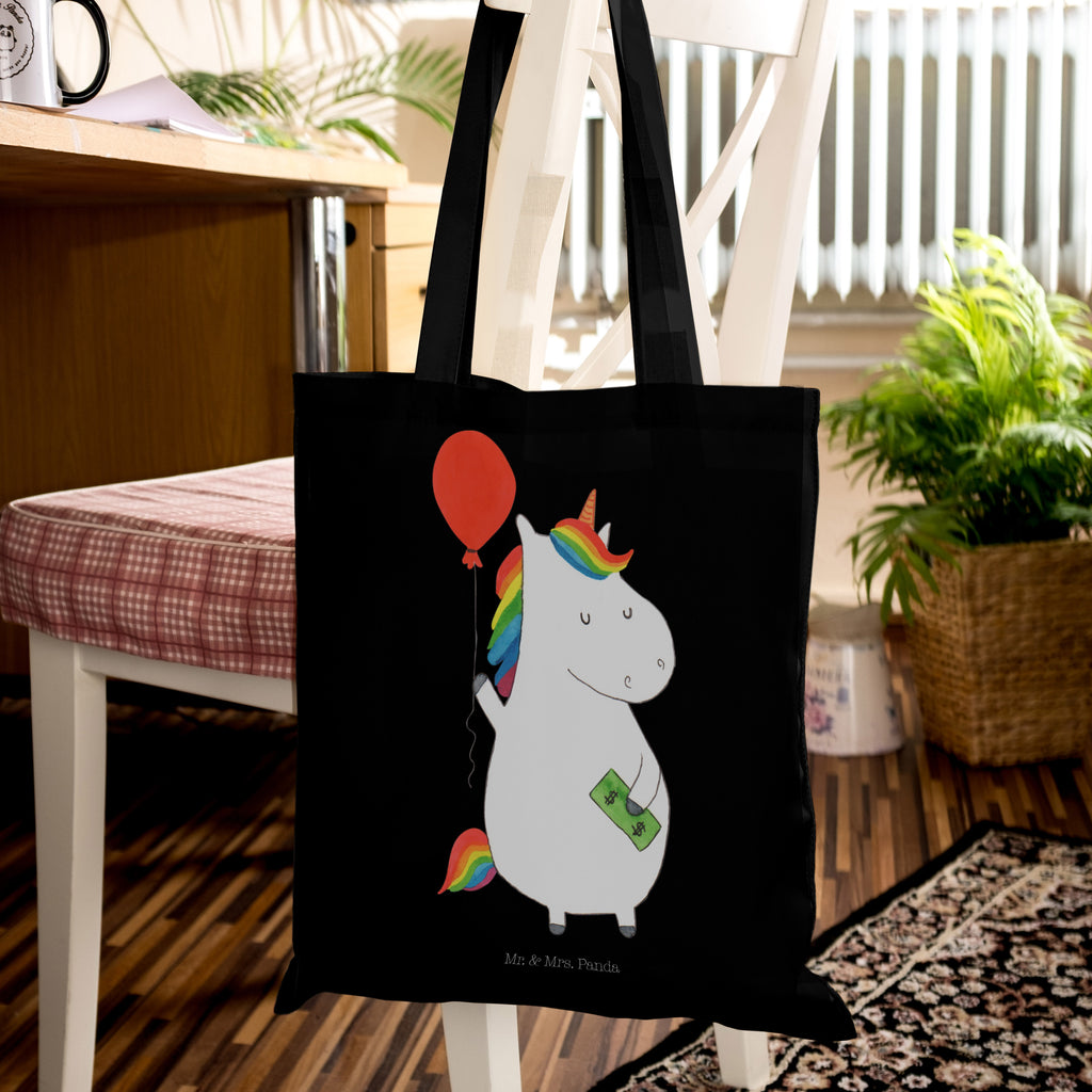 Tragetasche Einhorn Luftballon Beuteltasche, Beutel, Einkaufstasche, Jutebeutel, Stoffbeutel, Einhorn, Einhörner, Einhorn Deko, Pegasus, Unicorn, Luftballon, Geld, Lebenslust, Freude, Geschenk, Freundin