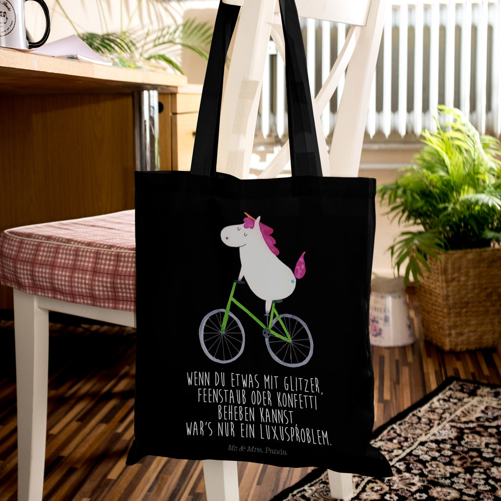 Tragetasche Einhorn Radfahrer Beuteltasche, Beutel, Einkaufstasche, Jutebeutel, Stoffbeutel, Einhorn, Einhörner, Einhorn Deko, Pegasus, Unicorn, Radfahren, Radfahrer, Rad, Bike, Feenstaub, Konfetti, Luxusproblem, Kummer, Liebeskummer