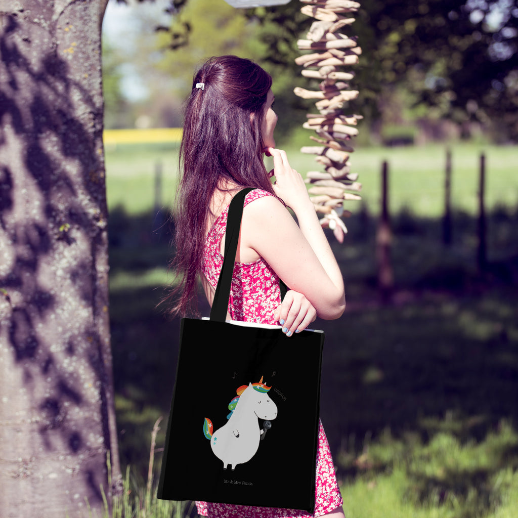 Tragetasche Einhorn Sänger Beuteltasche, Beutel, Einkaufstasche, Jutebeutel, Stoffbeutel, Einhorn, Einhörner, Einhorn Deko, Pegasus, Unicorn, Glitzer, Konfetti, Party, Geburtstag, Feier, Fest, Disco, Sängerin, Sänger, Freundin