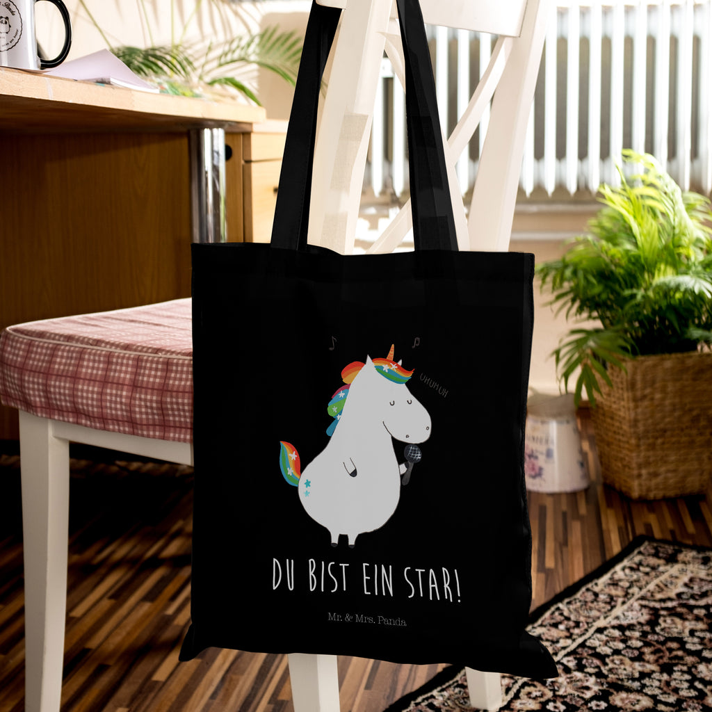 Tragetasche Einhorn Sänger Beuteltasche, Beutel, Einkaufstasche, Jutebeutel, Stoffbeutel, Einhorn, Einhörner, Einhorn Deko, Pegasus, Unicorn, Glitzer, Konfetti, Party, Geburtstag, Feier, Fest, Disco, Sängerin, Sänger, Freundin