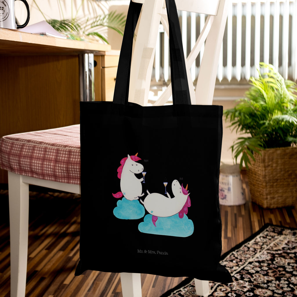 Tragetasche Einhörner Sekt Beuteltasche, Beutel, Einkaufstasche, Jutebeutel, Stoffbeutel, Einhorn, Einhörner, Einhorn Deko, Pegasus, Unicorn, Freundinnen, Freundin, BFF, Sekt, Mädelsabend, Spaß, Party, Korken, Anstoßen, Beste