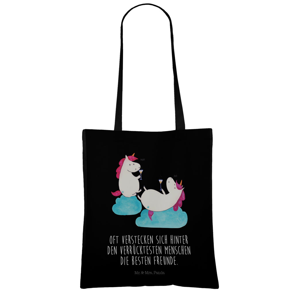 Tragetasche Einhörner Sekt Beuteltasche, Beutel, Einkaufstasche, Jutebeutel, Stoffbeutel, Einhorn, Einhörner, Einhorn Deko, Pegasus, Unicorn, Freundinnen, Freundin, BFF, Sekt, Mädelsabend, Spaß, Party, Korken, Anstoßen, Beste