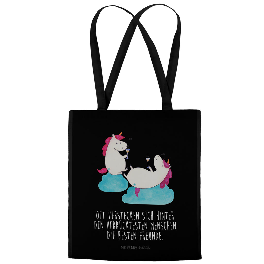 Tragetasche Einhörner Sekt Beuteltasche, Beutel, Einkaufstasche, Jutebeutel, Stoffbeutel, Einhorn, Einhörner, Einhorn Deko, Pegasus, Unicorn, Freundinnen, Freundin, BFF, Sekt, Mädelsabend, Spaß, Party, Korken, Anstoßen, Beste