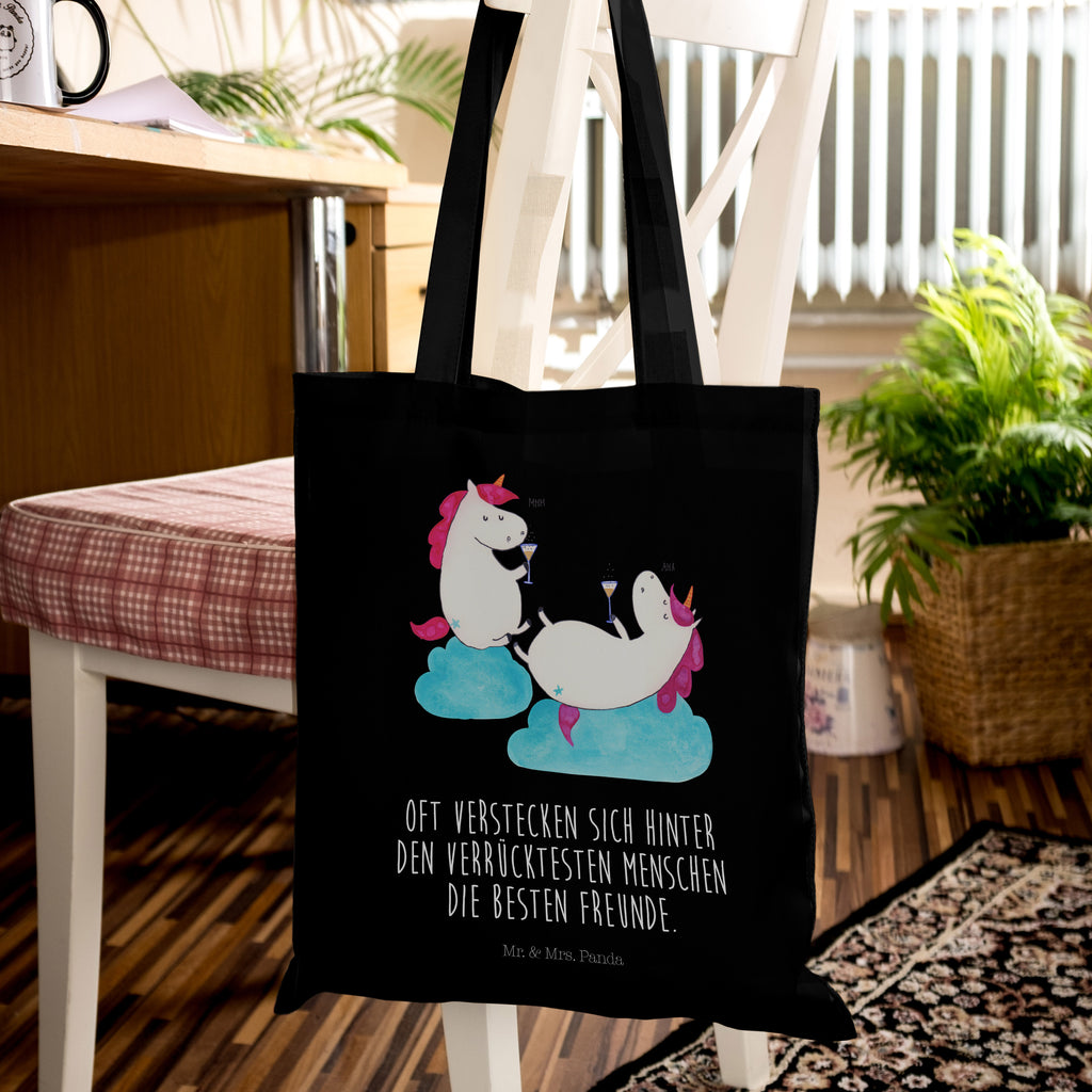 Tragetasche Einhörner Sekt Beuteltasche, Beutel, Einkaufstasche, Jutebeutel, Stoffbeutel, Einhorn, Einhörner, Einhorn Deko, Pegasus, Unicorn, Freundinnen, Freundin, BFF, Sekt, Mädelsabend, Spaß, Party, Korken, Anstoßen, Beste